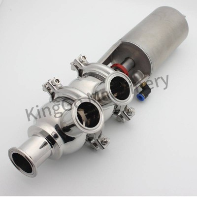 Sanitary DIN Pneumatic Stop Reversing Valve Stainless Steel T & L Type Stop And Reserving Valve