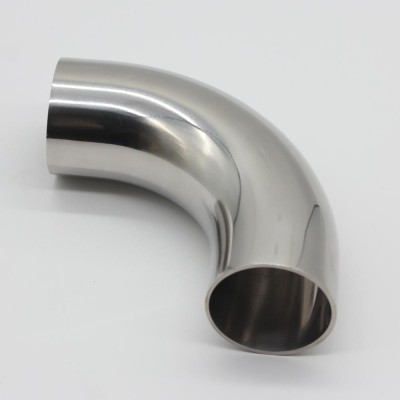 DIN SMS ISO BPE Stainless Steel SS304 SS316L Food Grade 90 Degree Welded Elbow Pipe Bend Tube Angle Head Joint Elbow